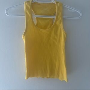 Streetwear Society Self Cropped  Yellow Racer Back Tank Top